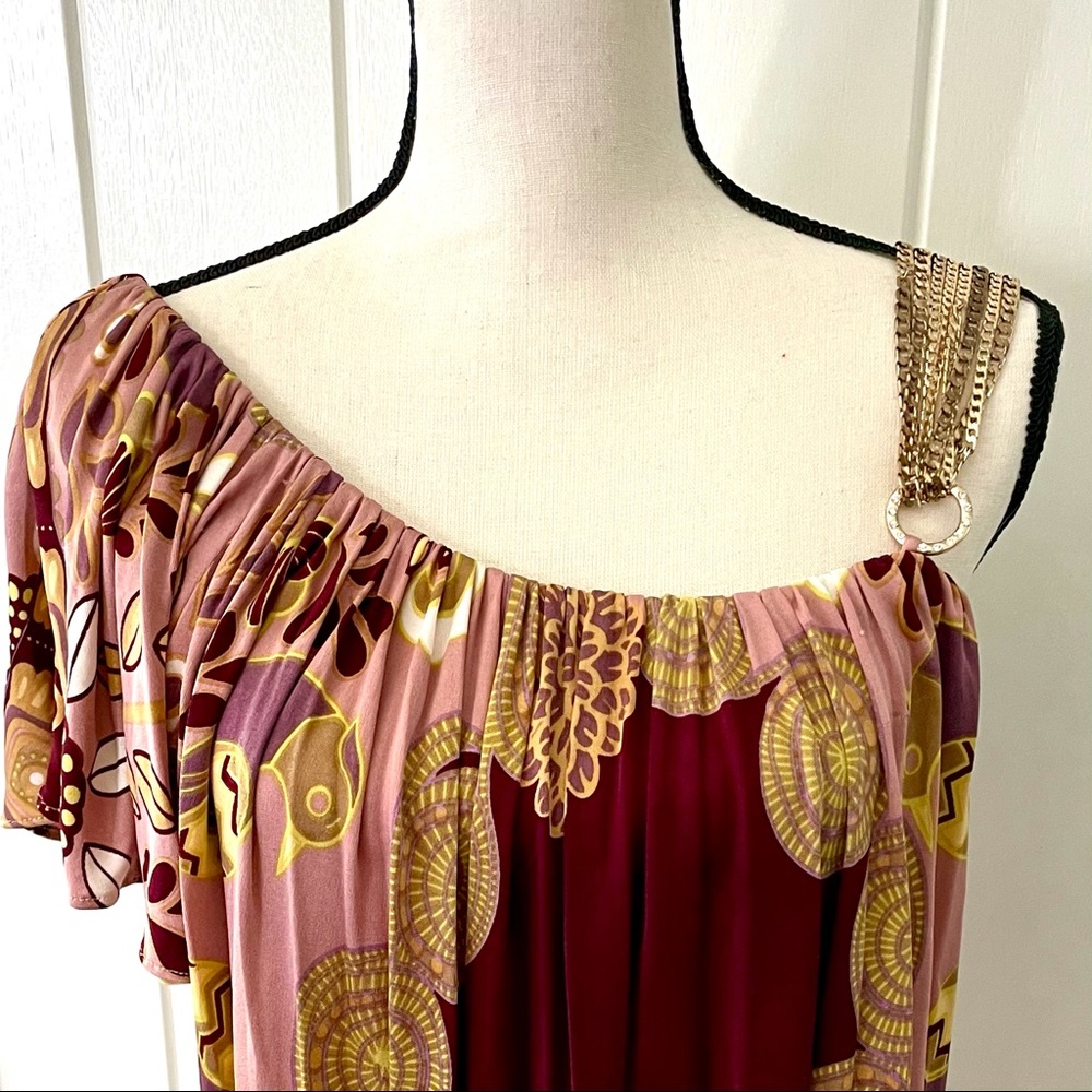 Sky Single Shoulder / Gold Chain Top - Size M